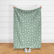 Simple Palm leaves modern minimalist -white on sage green