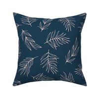 Simple lines Palm leaves-modern minimalist-pink and navy
