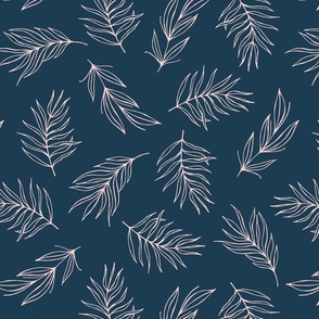 Simple lines Palm leaves-modern minimalist-pink and navy