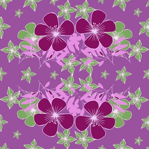 Purple green tropical flowers