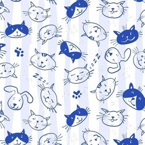 meowzzz - cute blue cats on stripes