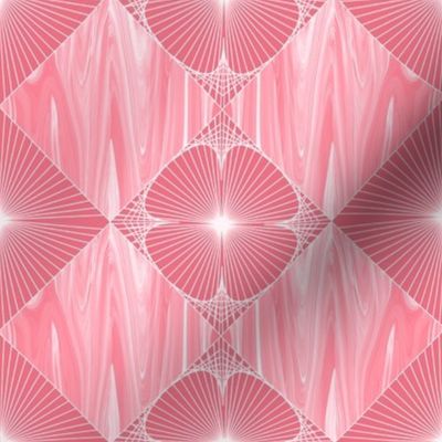 MSDC1 -  Dreamcatcher String Art with Pink Marbled Diamonds in Half-Drop Layout - 8 inch repeat on fabric - 12 inch repeat on wallpaper