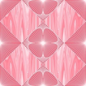 MSDC1 -  Dreamcatcher String Art with Pink Marbled Diamonds in Half-Drop Layout - 8 inch repeat on fabric - 12 inch repeat on wallpaper