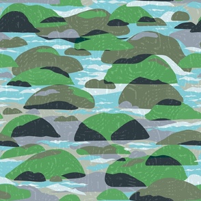 Low Tide - Mossy Rocks Shoreline - Pantone Mega Matter Bedding  