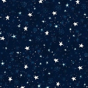 Stars and snow on a blue background