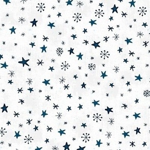 Stars and snow on a white background