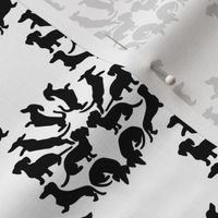 Custom Doxie Damask Black on White