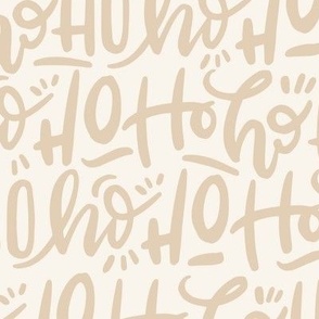 Large Ho Ho Ho Santa Claus Hand-Lettered Typography Neutral Beige