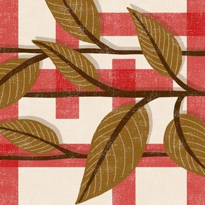 Triple Stalks RED ©Julee Wood - TO PRINT CORRECTLY choose FAT QUARTER in any fabric 54" or wider