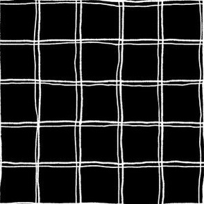 Imperfect Grid - Hand-drawn Double Lines on Black 