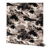 Napili Bay Hawaiian Island Scenic- Taupe Gray Monochromatic