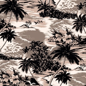 Napili Bay Hawaiian Island Scenic- Taupe Gray Monochromatic