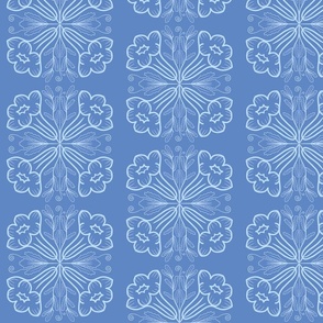 retro campsis ornamental flowers on blue