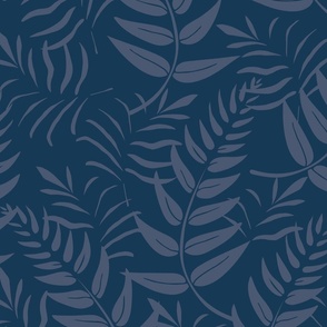'Peaceful Palms' in Navy  Large Scale
