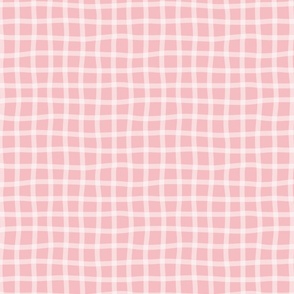 1" White and Pink Plaid / gingham. Minimal pink plaid