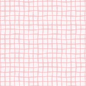 1" White and Pink Plaid / gingham, Minimal pink plaid
