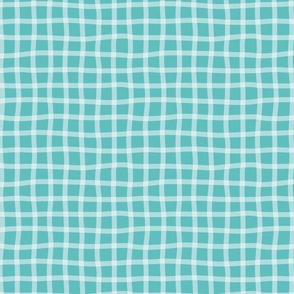1" White and Teal Plaid / gingham