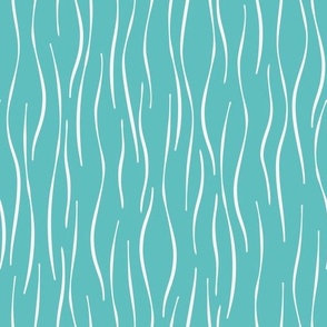 Vertical white wavy lines on teal, medium scale