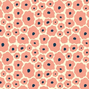 Groovy Abstract Retro Flowers on Light Pink - Small