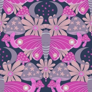 Martha magical moths mushrooms and moons pinks and purples