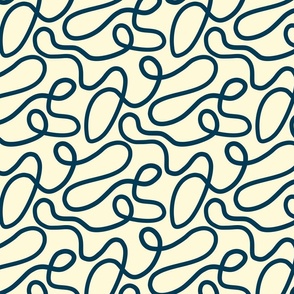Groovy Abstract Retro Spaghetti on White - Small