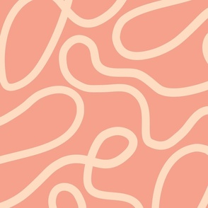 Groovy Abstract Retro Spaghetti on Pink - Large