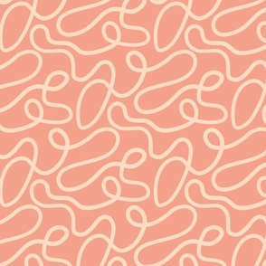 Groovy Abstract Retro Spaghetti on Pink - Small