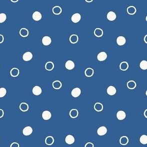 Small - Bubbles - Wonderful World - Filled Circles - Outline Circles - Polka Dots - Ocean Blue  x Ivory