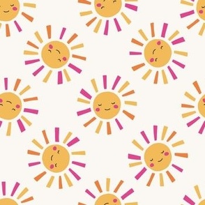 Medium - Smiling Sunny Sunshine - Rainbow Yellow Orange Pink on Ivory - Baby Girl Nursery