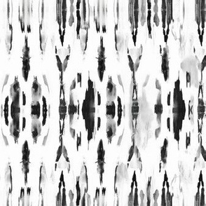 Black and White Inky Ikat Pattern Modern