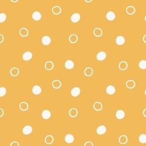 Small - Bubbles - Wonderful World - Filled Circles - Outline Circles - Polka Dots - Mustard Yellow x Ivory