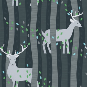 deer in birch stripes
