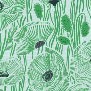 Green Floral Fabric, Wallpaper and Home Decor