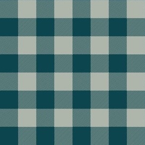 Gingham Check | Dark Teal Blue and Dusty Sage | Farmhouse