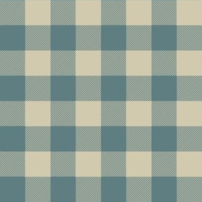 Gingham Check | Steel Blue and Tan | Farmhouse