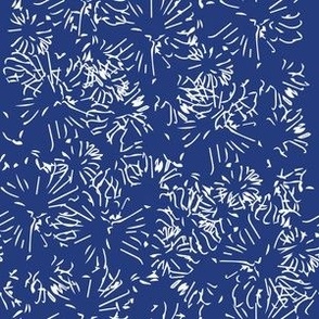 Fireworks | White on Blue  | Patriotic | Small Scale