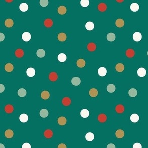 Christmas Dots Pattern: Holiday Dots on a green background (Large)
