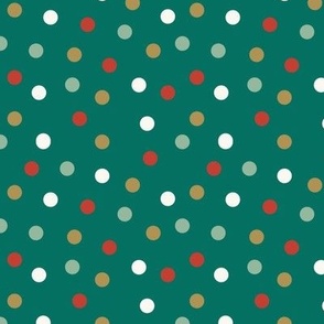 Christmas Dots Pattern: Holiday Dots on a green background (Medium)
