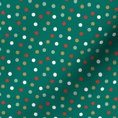 Christmas Dots Pattern: Holiday Dots on a green background (Small)
