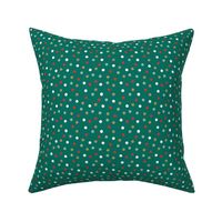 Christmas Dots Pattern: Holiday Dots on a green background (Small)
