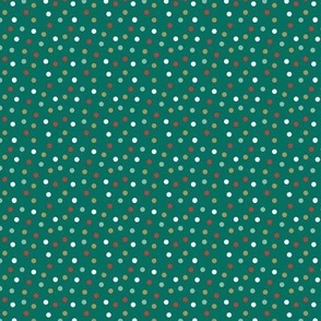 Christmas Dots Pattern: Holiday Dots on a green background (Tiny)
