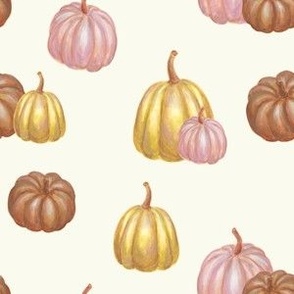 Watercolor Pumpkins in Off-White - (L)