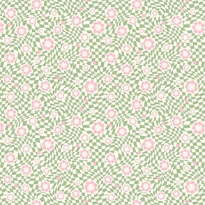 Y2K checkerboard pink daisy - extra small scale