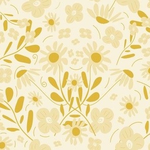 Folk Floral - Neutral Tones - Ditsy Fabric.