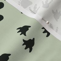 Dino Tracks- Dinosaur Footprints- Black on Pale Moss Green- Small Scale