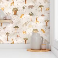 Large Safari animals - textured sand - nursery, kids room