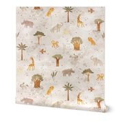 Large Safari animals - textured sand - nursery, kids room