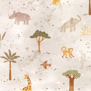 Large Safari animals - textured sand - nursery, kids room