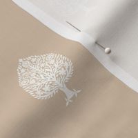 MINI Tree Block Print Wallpaper - almond_ simple woodcut_ linocut interiors design 4in