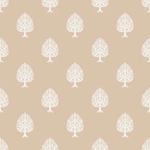 SMALL Tree Block Print Wallpaper - almond_ simple woodcut_ linocut interiors design 6in